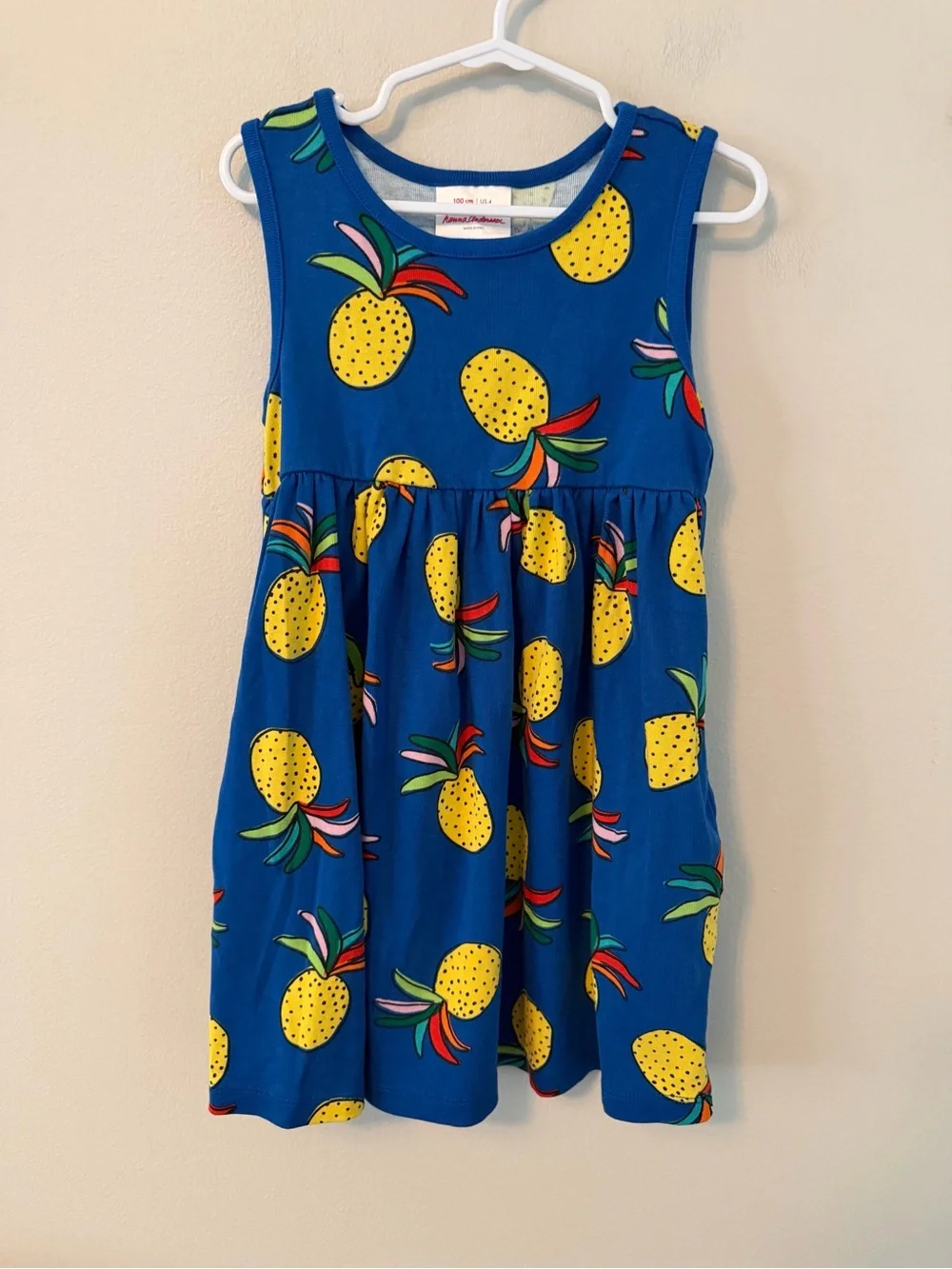 Hanna Andersson Blue Pineapple Print Sleeveless Dress